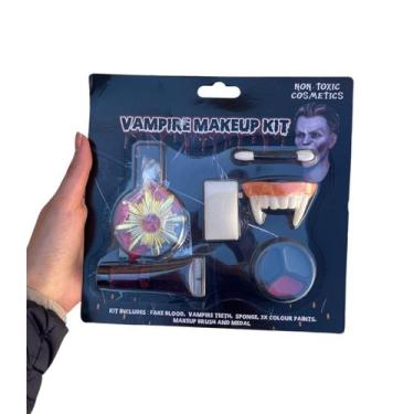 Imagem de Kit Vampiro Maquiagem Fantasia Halloween Decoração - sm decora