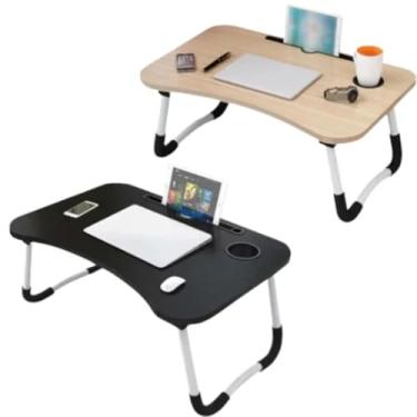 Imagem de Mesa para Notebook Portátil Dobrável - Perfeita para Cama e Sofá, Compacta e Resistente, Mesa Notebook Cama para Home Office e Estudo, Estudo Leve com Pés Antiderrapantes (Preto)