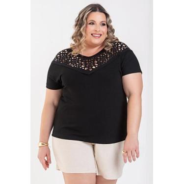 Imagem de Blusa Feminina Plus Size Malha Viscose Detalhe Corte a Laser - Serena,