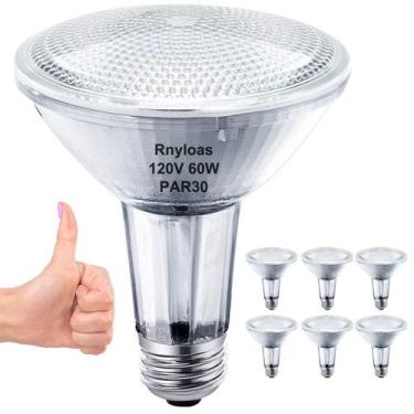 Imagem de Lâmpada halógena Rnyloas PAR30 Long Neck 60W 120V, pacote com 6