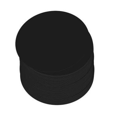 Imagem de WUMUZAI Círculo de papel cartolina de 25 cm, cartolina redonda de 50 folhas, papelão grosso para artesanato, recortes de papel em branco para desenhar, escrever, arte, decoração de festa, preto