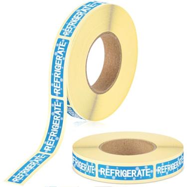 Imagem de Saypacck 500 adesivos Keep Refrigerated 1 cm x 4 cm Etiquetas médicas de farmácia veterinária etiquetas auxiliares de farmácia à prova d'água sinais de aviso de alimentos refrigerados (floco de neve