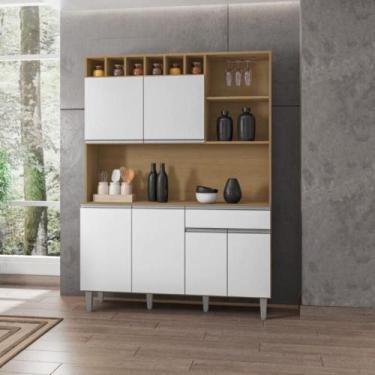 Imagem de Armário Cozinha Completo Robin amendoa branco 6 Portas - CASA H
