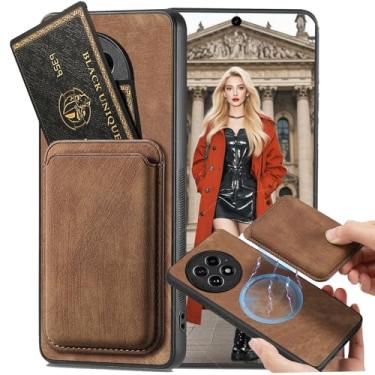 Imagem de Ephoou Capa magnética para OnePlus 13 com compartimento destacável para cartão de crédito, capa ultrafina resistente a arranhões de couro PU para OnePlus 13. TCK-Retro Brown