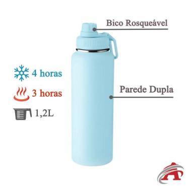 Imagem de Garrafa Térmica Aço Inox 1.2L Parede Dupla com Alça Flexível e Bico co