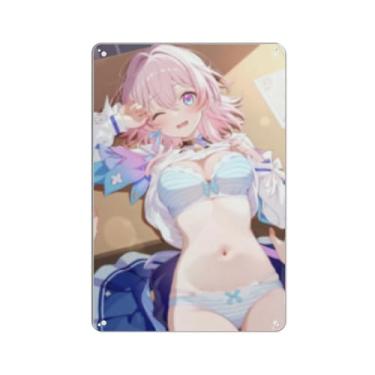 Imagem de Anime Sexy Bikini Hot Girl Pinup Girl Metal Tin Sign Wall Art Poster Decor for Home Bar Club Bedroom Bathroom Man Cave Otaku 20 x 30 cm, AN092