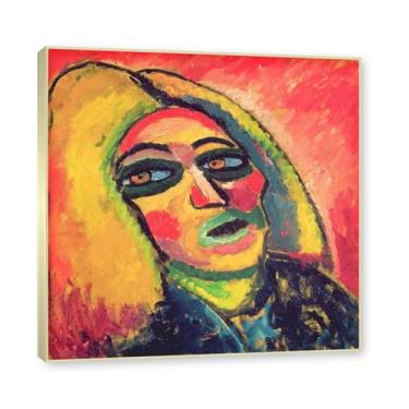 Imagem de NHLDZYH Moldura de champanhe. Impressões de arte Alexej von Jawlensky - Pintura de retrato - (Retrato de uma mulher) - Pôster de decoração de parede vintage. 40 x 40 cm - 15,8 x 15,8 pol