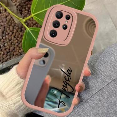 Imagem de Capa para Samsung Galaxy S22 Ultra S 24 S20 S24 Note 20 S23 FE S21 Plus Silicone macio espelho capa à prova de choque, rosa, 689, para Samsung S22 Ultra