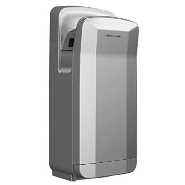 Imagem de JETWELL Secador de mãos comercial premium vertical - alta velocidade do motor a jato de ar ajustável com filtro HEPA - Soprador de mão automático com capa de plástico cinza prata vento quente