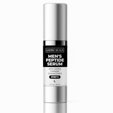 Imagem de Andre Seals Soro facial para homens – antienvelhecimento, redução de rugas e aumento de colágeno com multipeptídeos, ácido hialurônico, chá verde e vitamina E | Cuidados com a pele masculina | 30 ml |