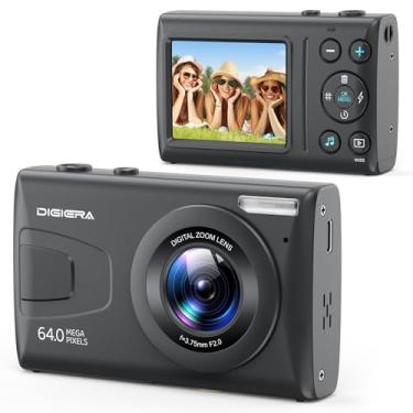 Imagem de DIGIERA Câmera digital C2, vídeo UHD 4K de 64 MP, foco automático e câmera de disparo com tela IPS de 2,4 polegadas, reprodução de MP3/MP4, lapso de tempo, zoom 18x, flash, câmeras compactas para