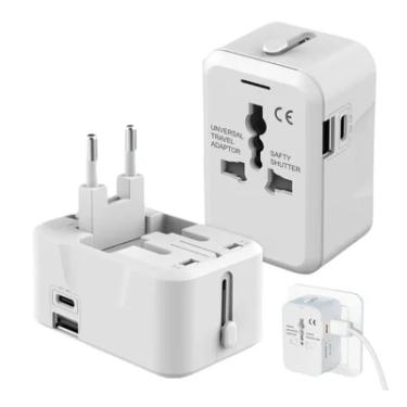 Imagem de Adaptador De Tomada Universal 150 Países Bivolt Usb E Type-c.