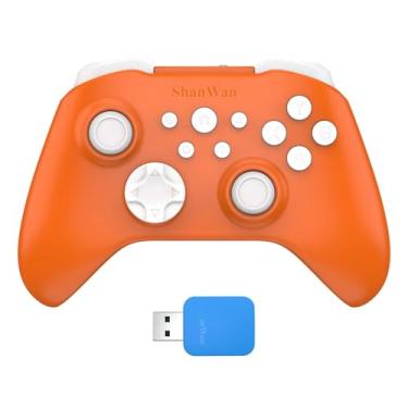 Imagem de ShanWan Wireless Controller for PC, iPhone, Android, Switch, Steam, Gamepad 2.4G Bluetooth Controller with Hall Effect Trigger,Turbo,Rumble Vibration (Orange