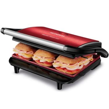 Imagem de Sanduicheira Mondial Master Press Inox Red Ceramic 1000W Vermelho/Preto 127V - PG-01-RC