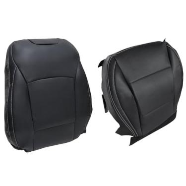 Imagem de Vigoraze Capa de assento de couro perfurado de substituição inferior e superior para motorista preta com costura branca na lateral compatível com Subaru Outback Legacy 2015 2016 2017 2018 2019