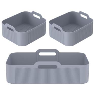 Imagem de ZJRDYYK Pacote com 3 forros de silicone para fritadeira a ar para Ninja AF500UK, bandeja de silicone para fritadeira a ar reutilizável, forros de cesta de silicone para fritadeira a ar, forros de