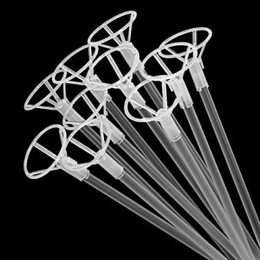 Imagem de RUBFAC 50 peças de varas de balão com copos, suportes de balão Bobo transparentes de 40,6 cm, suporte de balão grande e longo para decorações grandes de aniversário, formatura, festa de casamento