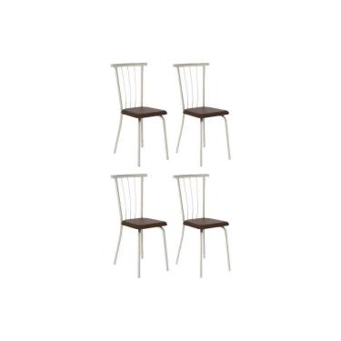 Imagem de Cadeira de Cozinha 154 Aço Kit 4 Uni Prata/Corano Cacau - Carraro