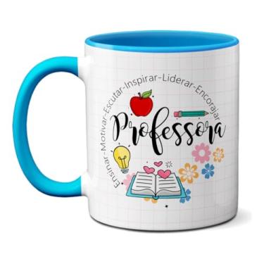 Imagem de Caneca Da Professora Ensina Lidera Encoraja Frase Criativa (Azul)