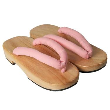 Imagem de Sandálias de fio dental de madeira, tamancos de madeira, sandálias tradicionais japonesas, rosa, 8.5 Women/8 Men