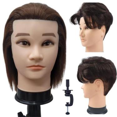 Imagem de Cabelo masculino com cabeça de manequim de barbeiro Leticia com cabelo