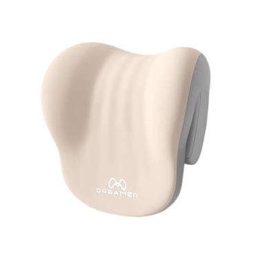 Imagem de IEUDNS Suporte de pescoço com memória para cadeira de escritório, almofada de encosto de cabeça ergonômica para cadeira de trabalho para pessoas sentadas por, Bege Cinza