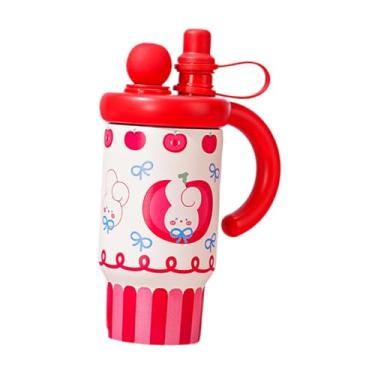 Imagem de WeiLaiKeQi Caneca térmica de 800 ml, à prova de vazamento, com alça, em aço inoxidável, para carro, casa, esportes, ao ar livre, Coelho Vermelho