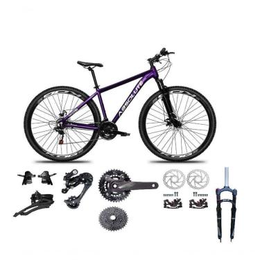 Imagem de Bicicleta Aro 29 Absolute Nero 5 Kit 2x9 Gta Sunrun Freio Disco K7 Pedivela 24-38d Garfo Com Trava Roxo Tam.13.8