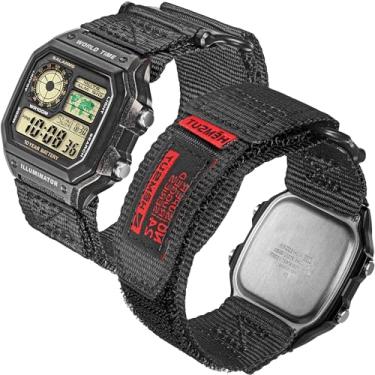 Imagem de HEMSUT Pulseira de relógio de nylon de liberação rápida de 18 mm para G-Shock compatível com Casio G-Shock AE/F/W Series (AE-1200, F-91W, W-735H, DW-H5600), pulseira de substituição estilo militar