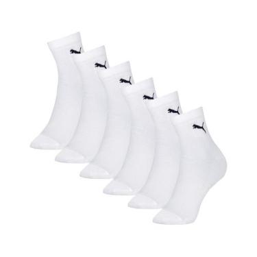 Imagem de Kit 6 Pares Meia Puma Cano Médio Algodão Malha Repiravel Adulto, Branc