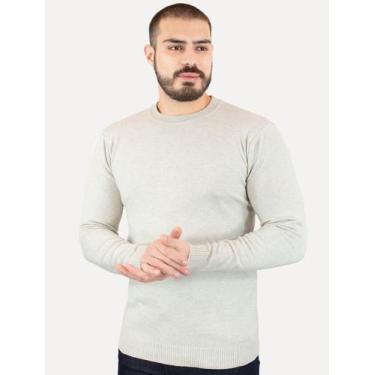 Imagem de Suéter Dixen Masculino Crewneck Tricot Liso Areia Mescla, L/G