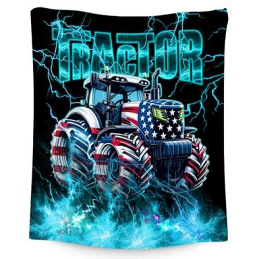 Imagem de Cobertor infantil de trator presentes para meninos pequenos, 101,6 cm x 127 cm de lã, macio, aconchegante, tema de carro para sofá