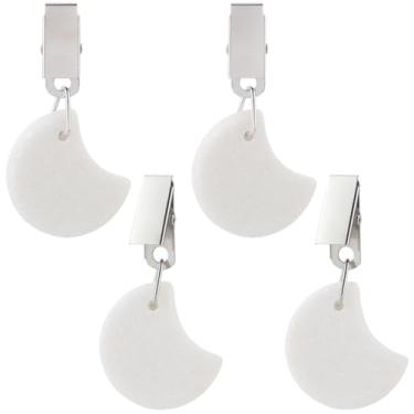 Imagem de GORGECRAFT 4 peças de toalha de mesa pesos cabides lua mármore pingente pedra capa de mesa pesos com clipes de ferro branco cinza mármore pesado clipes de toalha de mesa para piquenique festa familiar