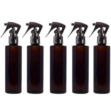 Imagem de Kit 5 Frascos Plástico Âmbar Spray Borrifador Pulverizador Multiuso Capacidade 200ml