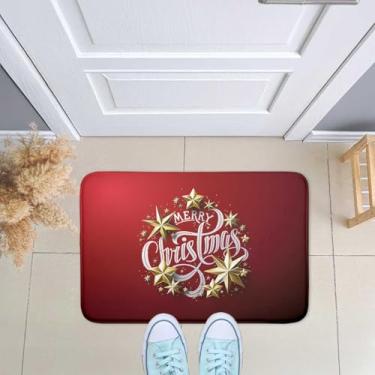 Imagem de Tapete de Porta Entrada, Sala, Quarto Emborrachado Decorativo Natal Merry Christmas 40x60 - Novadecora