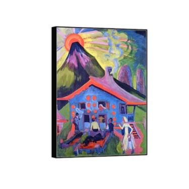 Imagem de BMZFYBS Arte de parede em tela reprodução de pintura famosa - imagens de moldura preta para sala de estar - pôster e impressões de decoração de casa na montanha 70 x 100 cm 27 x 39 pol