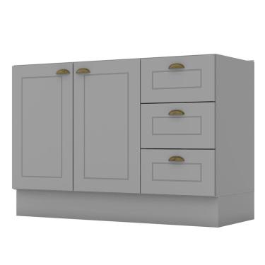 Imagem de Balcão Pia 2 Portas e 3 Gavetas 120cm Americana - Móveis Henn Cinza