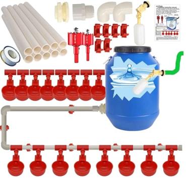 Imagem de perfsign Conjunto Completo De Bebedouros Automáticos Para Galinhas, Com Tubo Pvc, Conexões Em T Regulador Pressão Água Alimentação Aves, Sistema Irrigação Aves