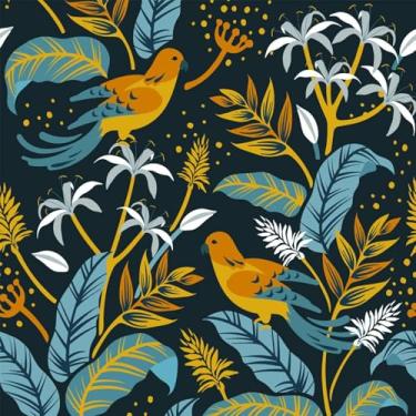 Imagem de ESSMOKO Papel de parede folha fresca PVC autoadesivo adesivos de parede para sala de estar, quarto, entrada, dormitório, loja, armário renovação papel de parede azul marinho 45 * 600 cm