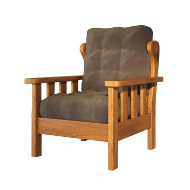 Imagem de Poltrona com Almofadas 100% Madeira Maciça Mogno Mel