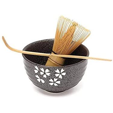 Imagem de QLDFX Tigela Matcha Tigela de Salada Tradicional Matcha Kit Batedor de Madeira Natural Colher Cerêmica Matcha Tigela Suporte para Batedor Japonês Matcha Presente Conjunto de Chá Tigela Matcha Conjunto
