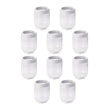 Imagem de " Kit gire trave 10 Potes Organizadores Gire e Trave Empilháveis Com Rosca 380ml Branco Plasútil Para Temperos Alimentos Objetos De Costura Botões. Perfeitos Para Organizar Todos Seus Objetos "