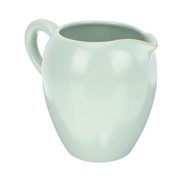 Imagem de Jarra de porcelana para café, leite e leite, jarra de xarope, jarra de mel, jarra de molho com alça, serviços profissionais em cafés, restaurantes, hotéis, rosa (cor: vermelho) (verde claro)