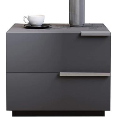 Imagem de Mesa de cabeceira lateral mesa de cabeceira moderna armário de armazenamento pequeno para quarto com 2 gavetas mesa lateral quadrada