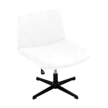 Imagem de Kitegrese Capas de cadeira de escritório com pernas cruzadas elásticas, capa larga para assento de escritório moderna, giratória, para sala de estar e quarto (branca)