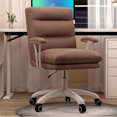 Imagem de Cadeiras de escritório confortáveis com apoio de braço e rodas cadeira de escritório cadeira de mesa de couro PU cadeira de escritório ergonômica ajustável