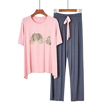 Imagem de ifgswopq Pijama feminino primavera 2021 roupa de dormir roupa íntima lingerie adorável pijama (médio)