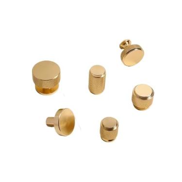 Imagem de CXYFQUUK Puxadores de porta de armário e puxadores redondos pretos dourados prateados com furo único, puxadores de gaveta, ferragens de móveis, 2 peças (831-dourado)