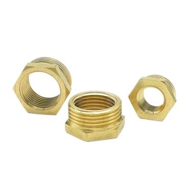 Imagem de Encaixe de tubo redutor de bucha sextavada de latão 1/8 1/4 3/8 1/2 3/4 F para M Conector acoplador adaptador de gás de água de cobre rosqueado (4-6)