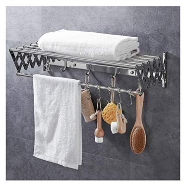 Imagem de Toalheiro para toalha dobrável em aço inoxidável suporte de parede escorredor não ocupa espaço multifuncional polido extensível/60 cm (80 cm)